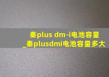 秦plus dm-i电池容量_秦plusdmi电池容量多大